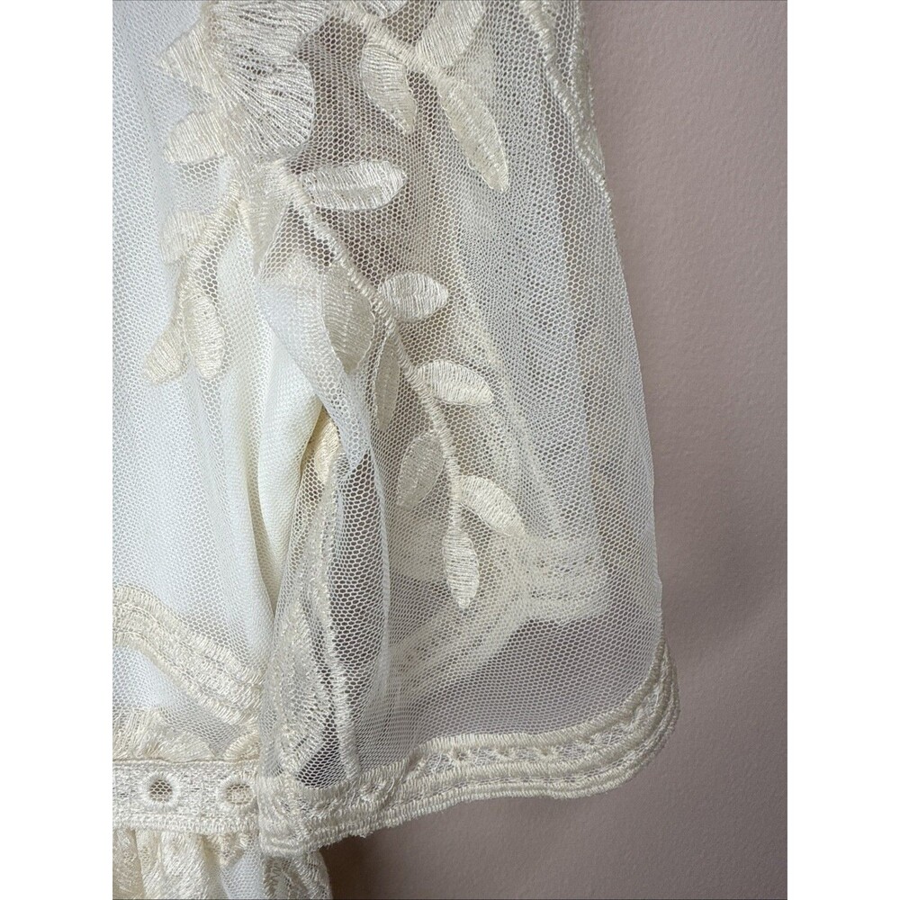 Haute Monde Lace Dress Boho Medium Embroidered V Neck Short Sleeve Cream Ivory - Picture 6 of 16